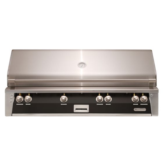 Alfresco ALXE 56-inch Built-In Jumbo Gas Grill with Sear Zone &amp; Rotisserie - Natural Gas - Jet Black-Matte - ALXE-56BFG-NG-SM9005