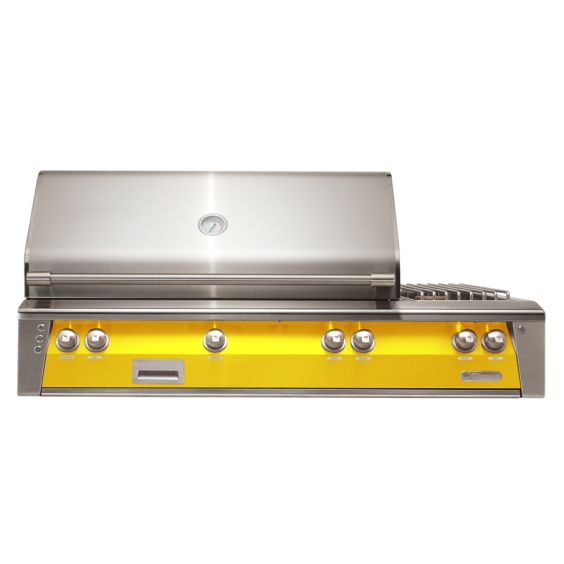 Alfresco ALXE 56-inch Built-In Deluxe Gas Grill with Side Burner, Rotisserie &amp; Sear Zone - Natural Gas - Traffic Yellow-Gloss - ALXE-56SZ-NG-S1023