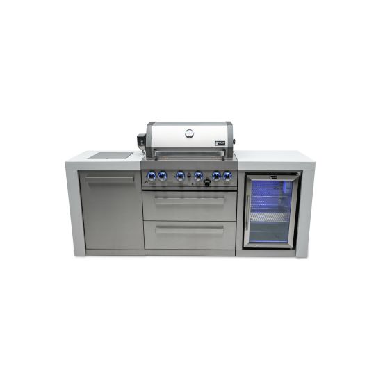 Mont Alpi 400 Deluxe Propane Gas Island Grill W/ Refrigerator Cabinet - MAi400-DFC