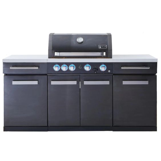 Mont Alpi 957 Propane Gas Island Grill - Black Stainless Steel - MA-957