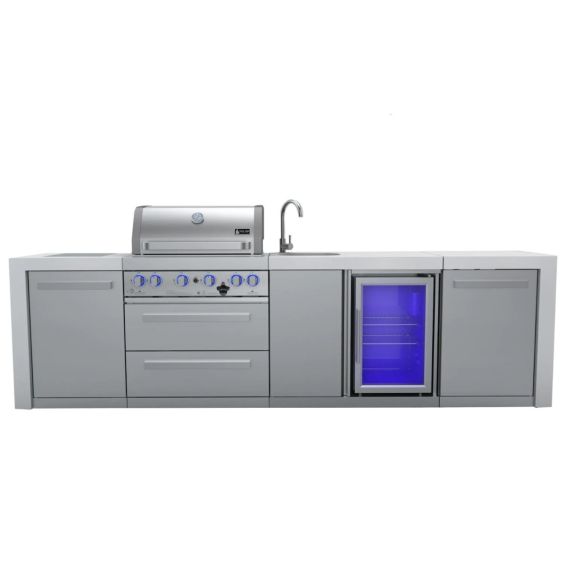 Mont Alpi 400 Deluxe Propane Gas Island Grill W/ Beverage Center, Infrared Side burner, and Rotisserie Kit - MAi400-DBEV