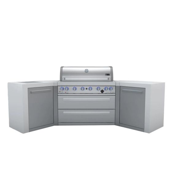 Mont Alpi 805 Deluxe 45 Degree Propane Gas Island Grill W/ Infrared Side Burner &amp; Rotisserie Kit - Stainless Steel - MAi805-D45