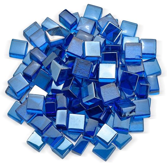 American Fireglass 1/2&quot; Pacific Blue Luster Fire Glass 2.0 10lbs Jar - AFF-PABLLST12-2-10-J