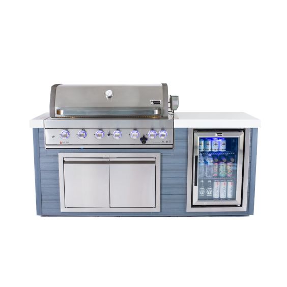 Mont Alpi 6-Burner Stainless Steel Art-Wood Outdoor Island Grill - MA805-AW