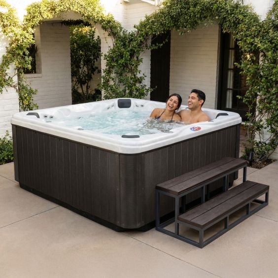 American Spas 6-Person 56-Jet Premium Acrylic Bench Spa Standard Hot Tub with Ozonator and Bluetooth Sound System - AMZ-745B