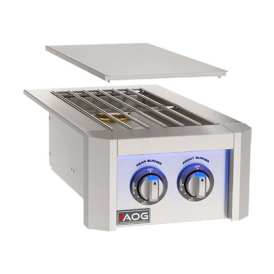 American Outdoor Grill L-Series Built-In Double Side Burner With Lights And Color Panel Option - Natural Gas - AOG2SBL