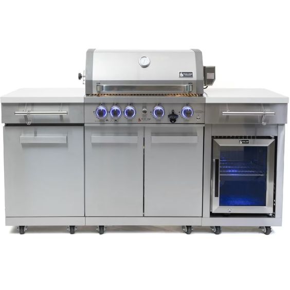 Mont Alpi 957 Propane Island Grill w/ Compact Refrigerator - Stainless Steel - MA-957RSFC