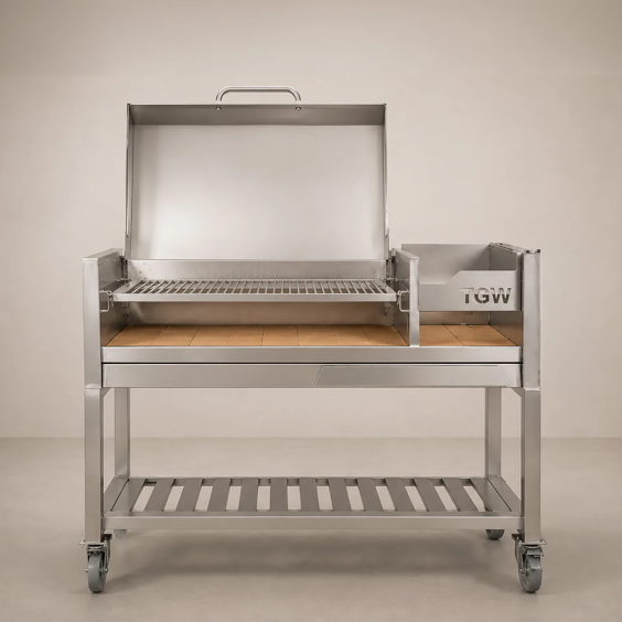 Tagwood Freestanding Argentine Wood Fire &amp; Charcoal Gaucho Grill - Stainless Steel - BBQ18SS
