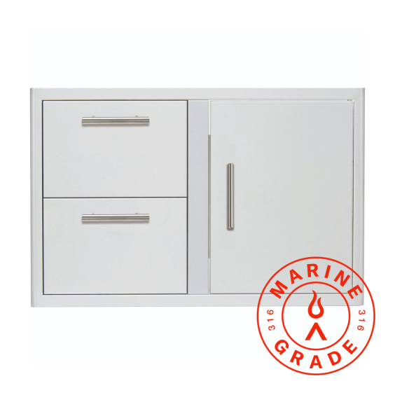 Blaze Marine Grade 32-Inch Stainless Steel Access Door &amp; Double Drawer Combo - BLZ-DDC-R-LTSC-MG