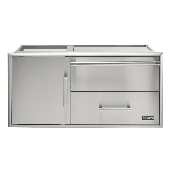 Coyote 42&quot; Access Door With Storage &amp; Warming Drawer Combo - C3-CDWD