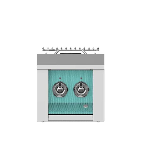 Aspire By Hestan Built-In Natural Gas Double Side Burner - Bora Turquoise - AEB122-NG-TQ