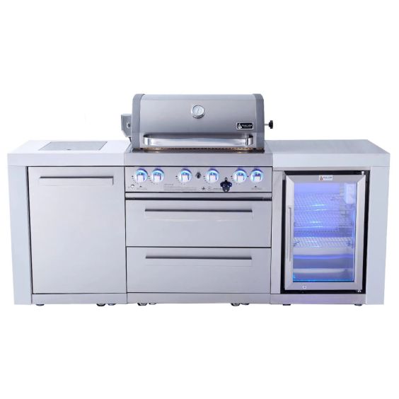 Mont Alpi 400 Deluxe Propane Gas Island Grill W/ Refrigerator Cabinet - MAi400-DFC