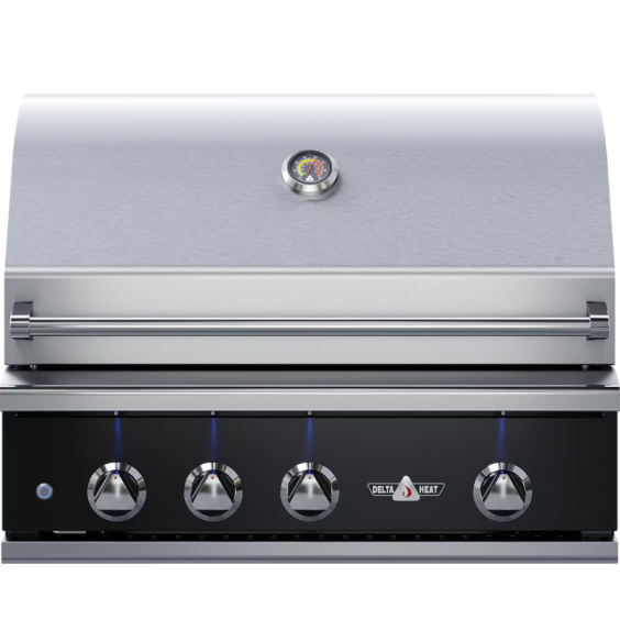 Delta Heat 32-Inch 3-Burner Built-In Natural Gas Grill w/ Rotisserie &amp; Sear Zone - Black Control Panel - DHBQ32RS-KN