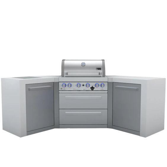 Mont Alpi 400 Deluxe 45 Degree Propane Gas Island Grill W/ Infrared Side Burner &amp; Rotisserie Kit - MAi400-D45