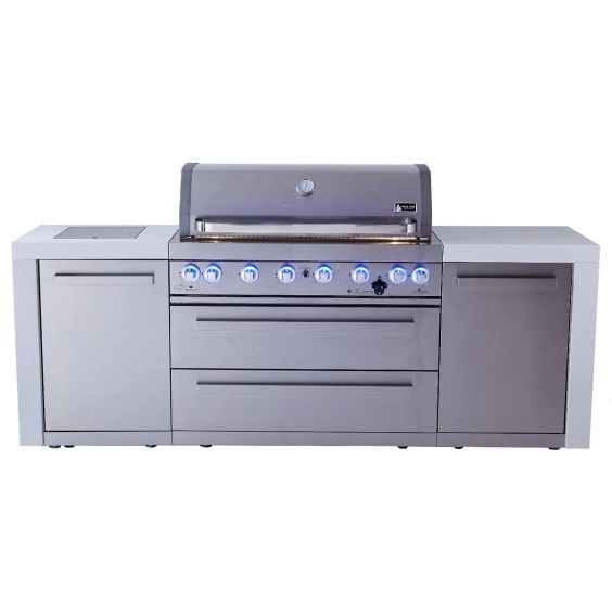 Mont Alpi 805 Deluxe Propane Gas Island Grill W/ Infrared Side Burner &amp; Rotisserie Kit - Stainless Steel - MAi805-D