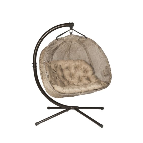 FlowerHouse Hanging Pumpkin Patio Loveseat Chair w/ Stand-Bark - FHPC100-BRK