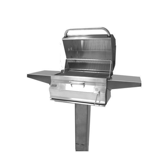 Fire Magic Legacy 24-Inch Smoker Charcoal Grill On Patio Post - 22-SC01C-P6