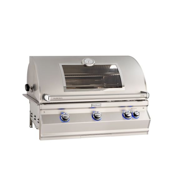 Fire Magic Aurora A790I 36-Inch Built-In Natural Gas Grill With Rotisserie, Infrared Burner, Magic View Window, &amp; Analog Thermometer - A790I-8LAN-W