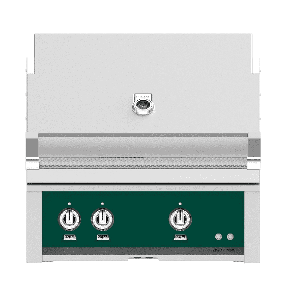 Hestan Steeletto 30" Built-in Grill with Trellis, and Rotisserie-Green-Propane