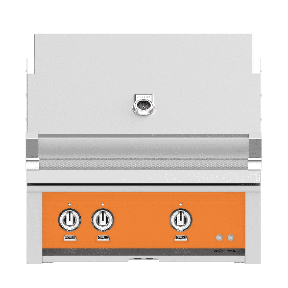 Hestan Steeletto 30" Built-in Grill with Trellis, and Rotisserie-Orange-Propane