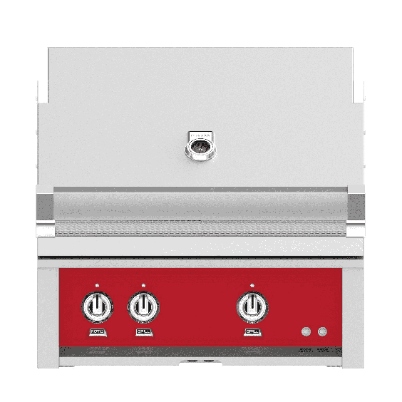 Hestan Steeletto 30" Built-in Grill with Trellis and Rotisserie-Red-Natural Gas