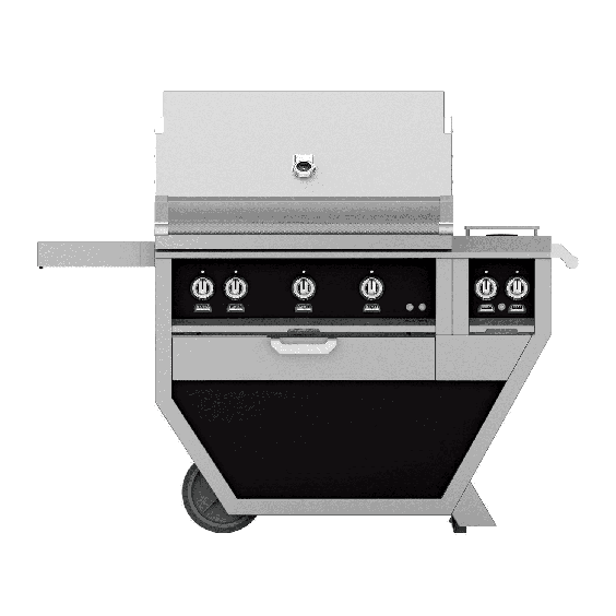 Hestan 36" Freestanding Grill with Trellis, Rotisserie, and Double Side Burner-Black-Propane