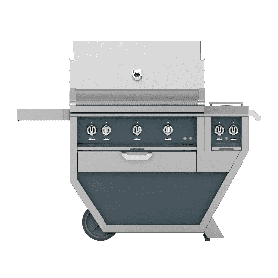 Hestan 36" Freestanding Grill with Trellis, Rotisserie, and Double Side Burner-Gray-Propane