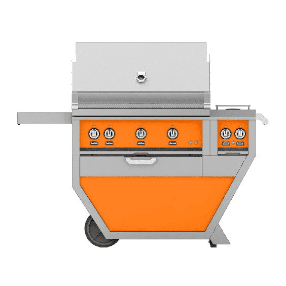Hestan 36" Freestanding Grill with Trellis, Rotisserie, and Double Side Burner-Orange-Propane