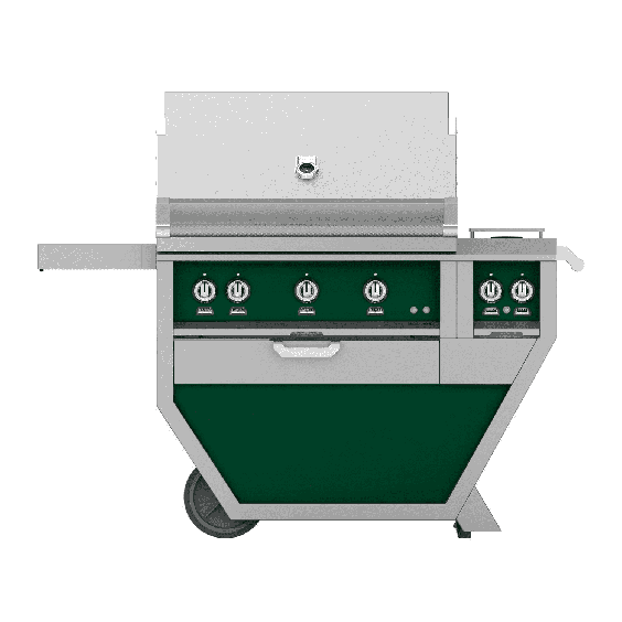 Hestan 36" Freestanding Grill with Trellis, Rotisserie, and Double Side Burner-Green-Natural Gas