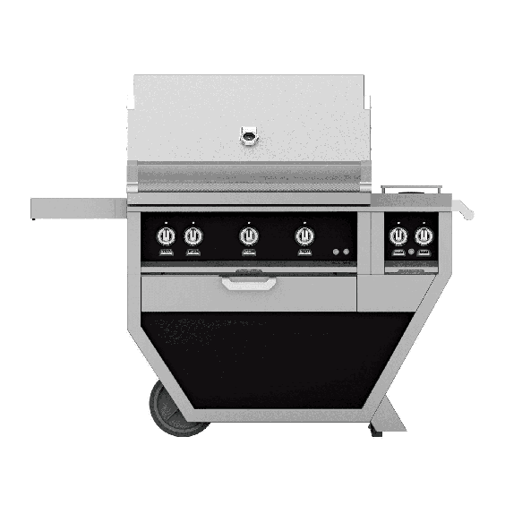 Hestan 36" Freestanding Deluxe Gas Grill with Trellis, Sear, and Double Side Burner-White-Propane