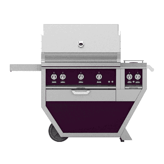 Hestan 36" Freestanding Deluxe Gas Grill with Trellis, Sear, and Double Side Burner-Purple-Propane