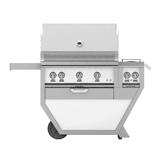 Hestan 36" Freestanding Deluxe Gas Grill with Trellis, Sear, and Double Side Burner-White-Natural Gas