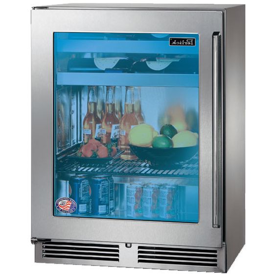 Perlick Signature Series 24-Inch Right-Hinge Outdoor Beverage Center With Lock - Stainless Steel Glass Door - HH24BO-4-3RL