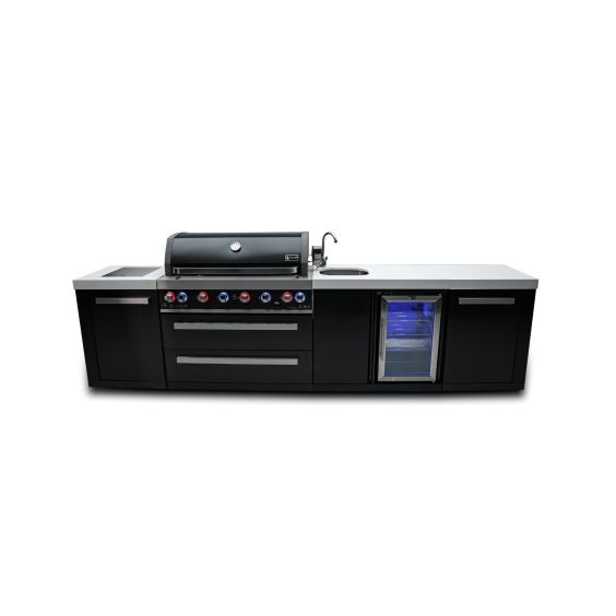 Mont Alpi 805 Deluxe Propane Gas Island Grill W/ Beverage Center, Infrared Side burner, and Rotisserie Kit - Black Stainless Steel - MAi805-BSSBEV