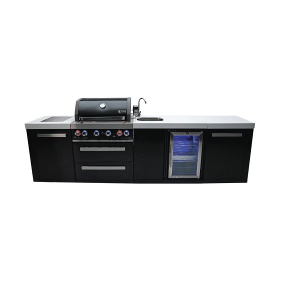 Mont Alpi 4-Burner Black Stainless Steel Island with Beverage Center - MAi400-BSSBEV
