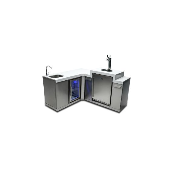 Mont Alpi Beverage Center w/ 90 Degree Corner &amp; Kegerator - MA-BEV90KEG