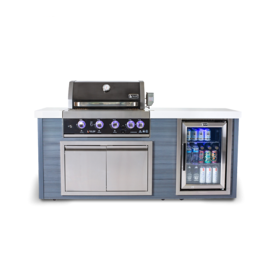 Mont Alpi 4-Burner Black Stainless Steel Art-wood Outdoor Island Grill - MA400-AWBSS