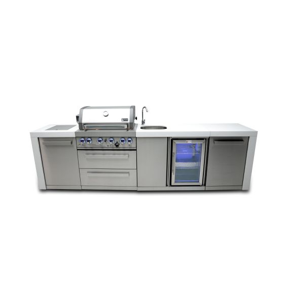 Mont Alpi 400 Deluxe Propane Gas Island Grill W/ Beverage Center, Infrared Side burner, and Rotisserie Kit - MAi400-DBEV