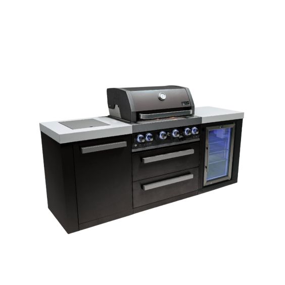 Mont Alpi 400 Black Stainless Steel Island with a Fridge Cabinet - MAi400-BSSFC