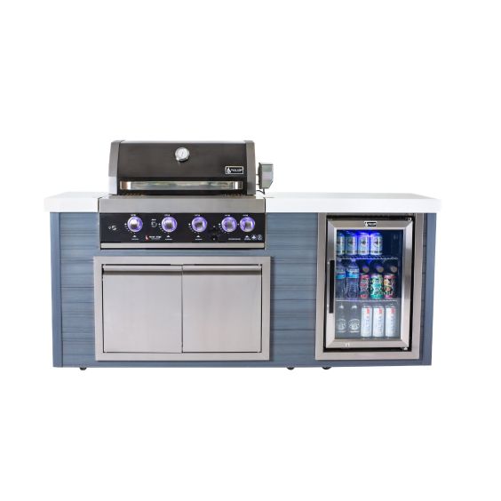Mont Alpi 4-Burner Black Stainless Steel Art-wood Outdoor Island Grill - MA400-AWBSS