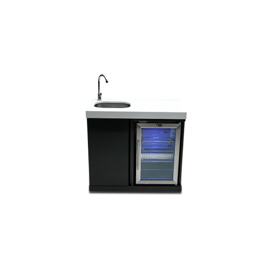 Mont Alpi Beverage Center Cabinet Module W/ Sink &amp; 2.6 Cu. Ft. Outdoor Refrigerator - Black Stainless Steel - MASF-BSS