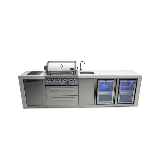 Mont Alpi 400 Deluxe Propane Gas Island Grill W/ Beverage Center, Refrigerator Cabinet, Infrared Side Burner, &amp; Rotisserie Kit - MAi400-DBEVFC