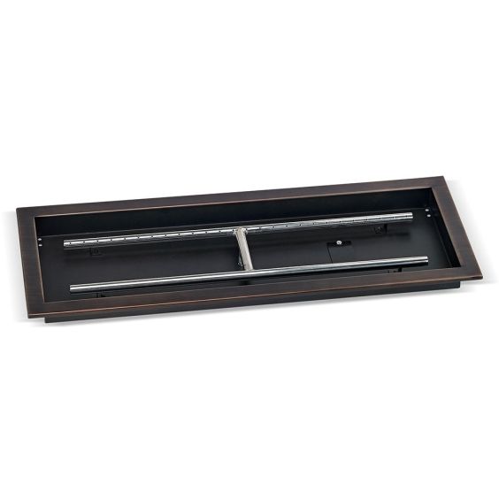 American Fireglass 30" x 10" Oil Rubbed Bronze Rectangular Drop-In Fire Pit Pan - OB-AFPP-30