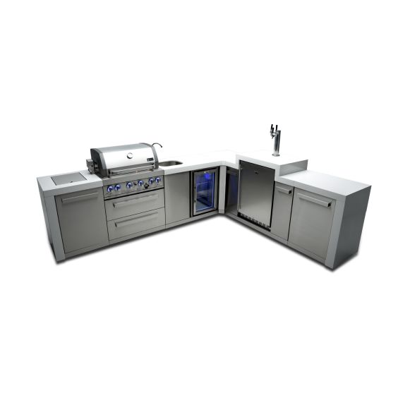 Mont Alpi 4-Burner Deluxe Island with a 90-Degree Corner, Kegerator, and Beverage Center - MAi400-D90KEGBEV