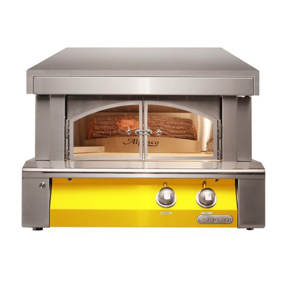 Alfresco 30-Inch Built-In Natural Gas Outdoor Pizza Oven Plus - Traffic Yellow-Gloss - AXE-PZA-BI-NG-S1023