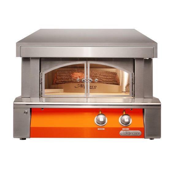 Alfresco 30-Inch Built-In Natural Gas Outdoor Pizza Oven Plus - Luminous Orange-Gloss - AXE-PZA-BI-NG-S2005