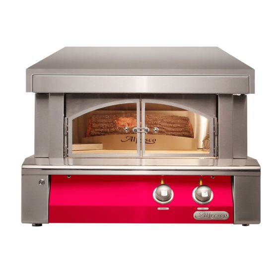 Alfresco 30-Inch Built-In Natural Gas Outdoor Pizza Oven Plus - Raspberry Red-Gloss - AXE-PZA-BI-NG-S3027