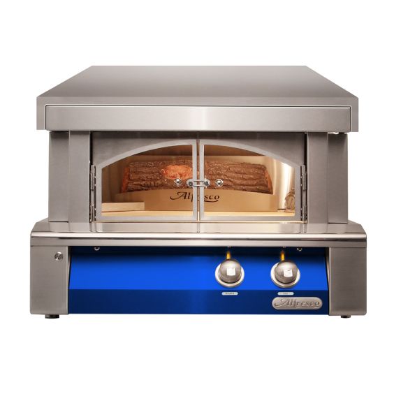 Alfresco 30-Inch Built-In Natural Gas Outdoor Pizza Oven Plus - Ultramarine Blue-Gloss - AXE-PZA-BI-NG-S5002
