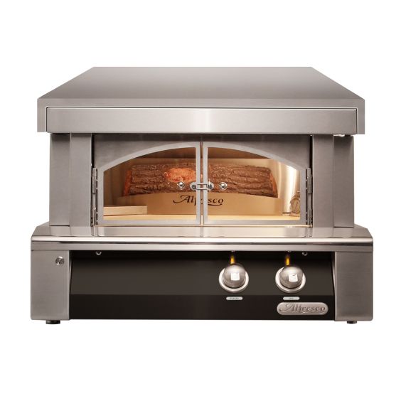 Alfresco 30-Inch Built-In Natural Gas Outdoor Pizza Oven Plus - Jet Black-Matte - AXE-PZA-BI-NG-SM9005