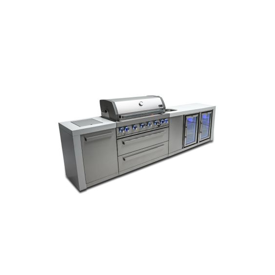 Mont Alpi 805 Deluxe Propane Gas Island Grill W/ Beverage Center, Refrigerator Cabinet, Infrared Side Burner, &amp; Rotisserie Kit - MAi805-DBEVFC